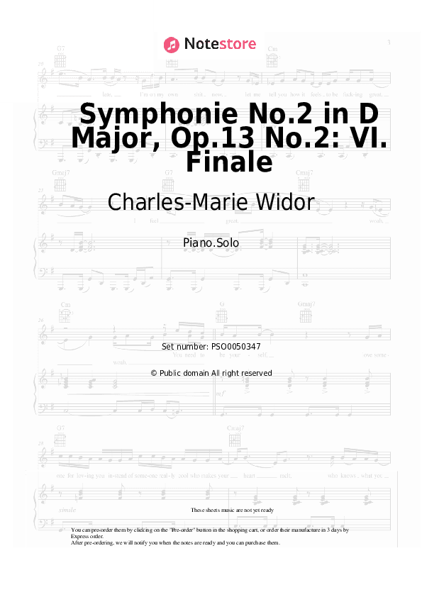 Symphonie No.2 in D Major, Op.13 No.2: VI. Finale - Charles-Marie Widor Piano Sheet Music - Piano.Solo