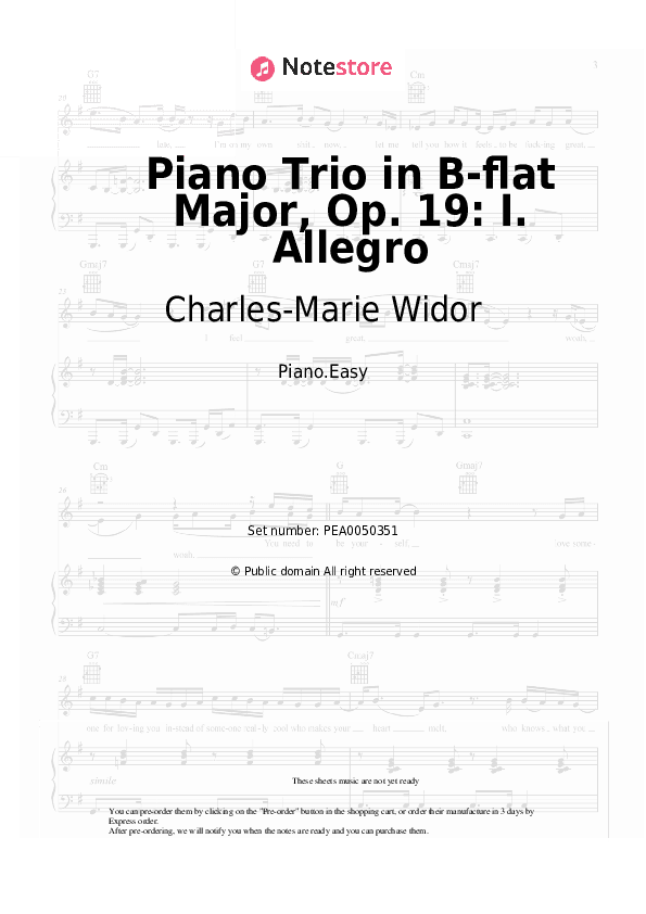Piano Trio in B-flat Major, Op. 19: I. Allegro - Charles-Marie Widor Piano Sheet Music Easy - Piano.Easy