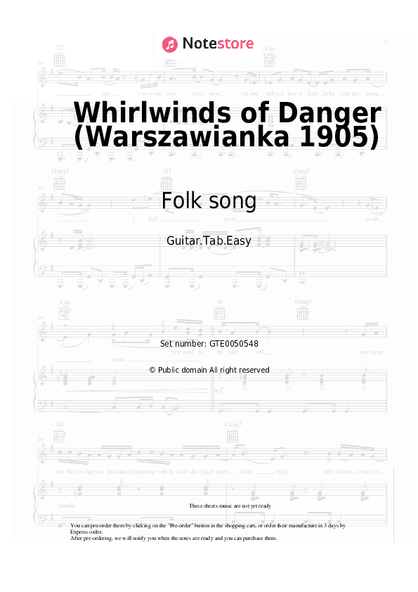Whirlwinds of Danger (Warszawianka 1905) - Folk song Tabs Easy - Guitar.Tab.Easy