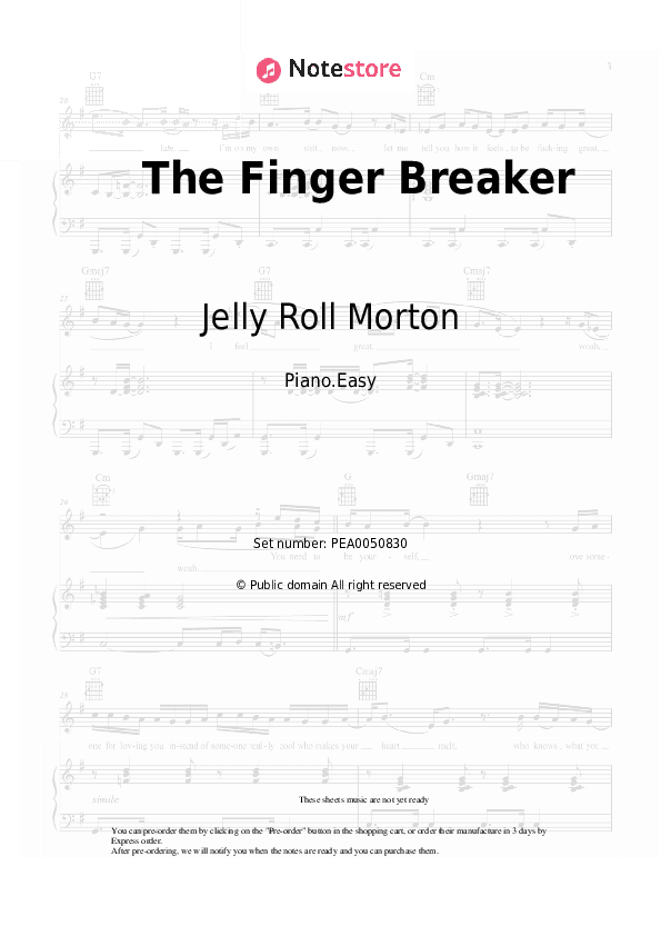 The Finger Breaker - Jelly Roll Morton Piano Sheet Music Easy - Piano.Easy