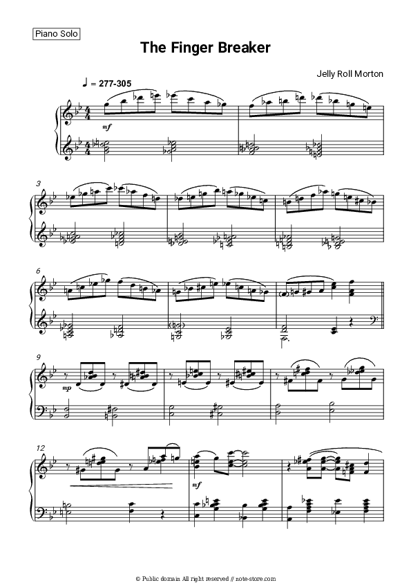 The Finger Breaker - Jelly Roll Morton Piano Sheet Music - Piano.Solo