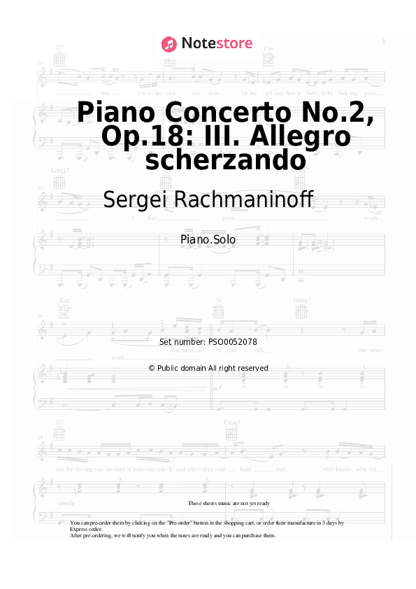 Piano Concerto No.2, Op.18: III. Allegro scherzando - Sergei Rachmaninoff Piano Sheet Music - Piano.Solo