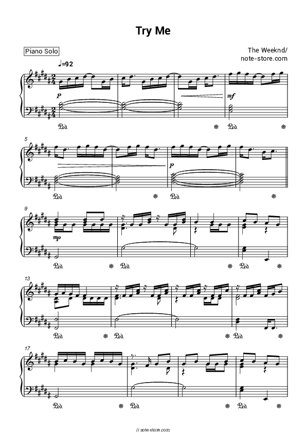 Try Me - The Weeknd Piano Sheet Music - Piano.Solo