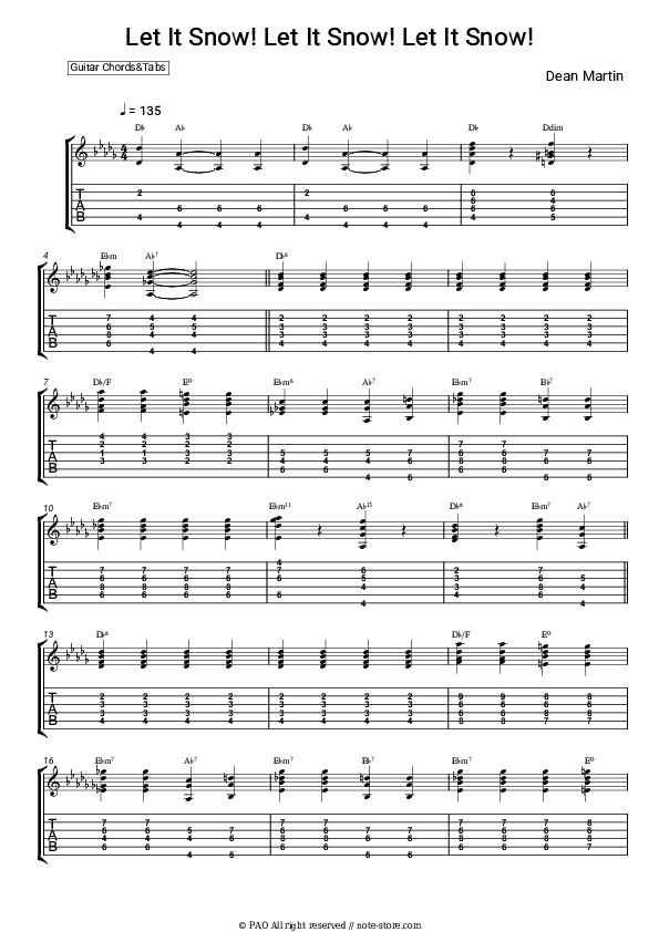 Let It Snow! Let It Snow! Let It Snow! - Dean Martin Chords - Guitar.Chords