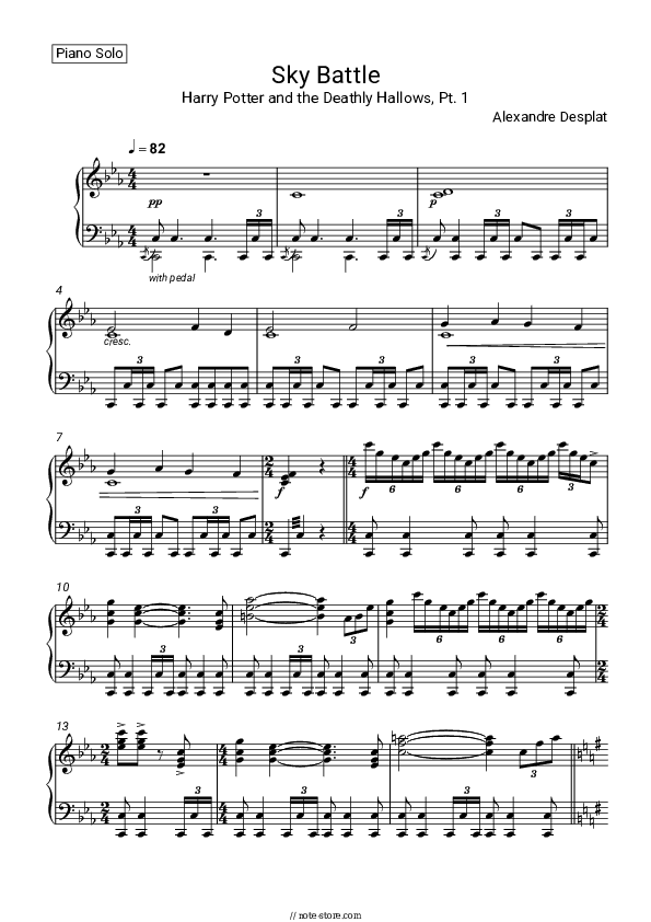 Sky Battle - Alexandre Desplat Piano Sheet Music - Piano.Solo
