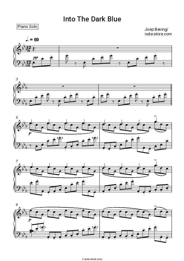 Into The Dark Blue - Joep Beving Piano Sheet Music - Piano.Solo