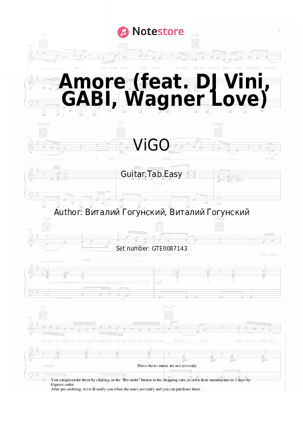 Amore (feat. DJ Vini, GABI, Wagner Love) - ViGO Tabs Easy - Guitar.Tab.Easy
