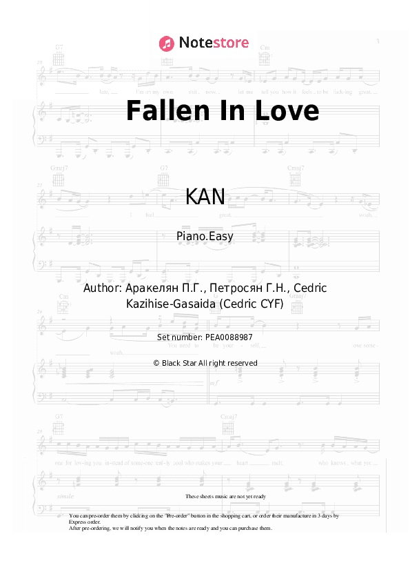 Fallen In Love - KAN, Cedric SYF Piano Sheet Music Easy - Piano.Easy