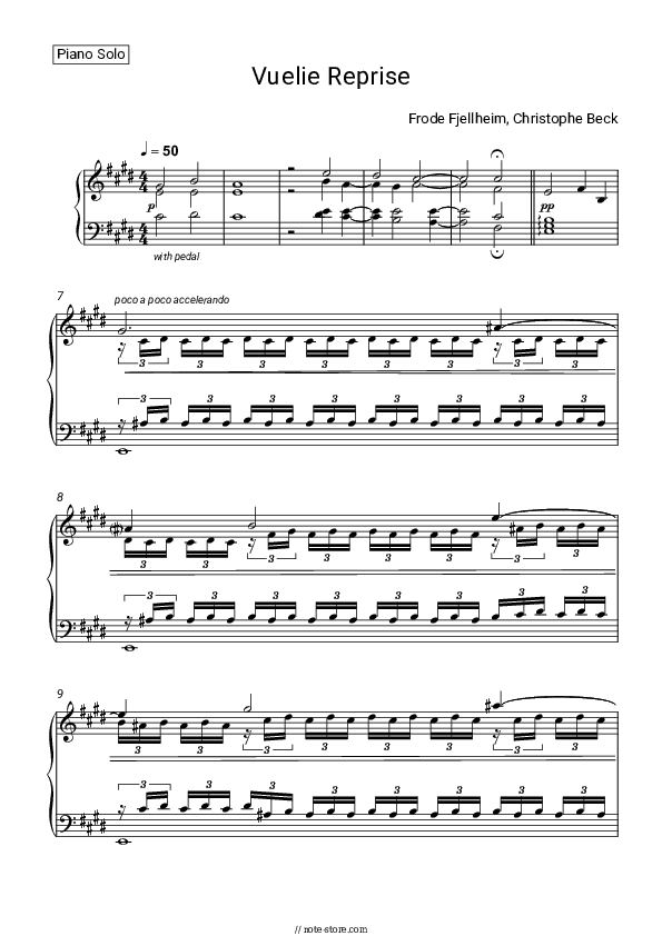 The Great Thaw (Vuelie Reprise) - Frode Fjellheim, Christophe Beck Piano Sheet Music - Piano.Solo