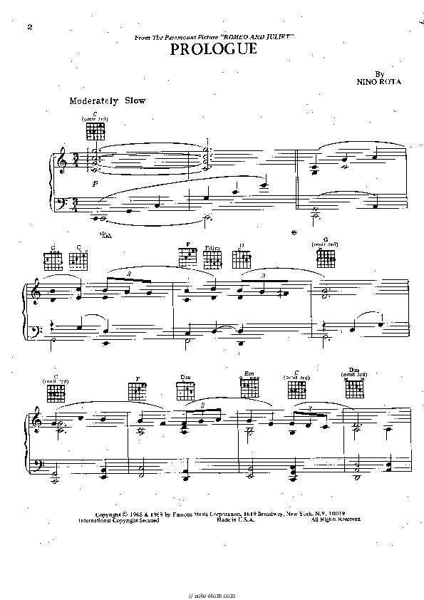 Prologue and Fanfare for the Prince - Nino Rota Piano Sheet Music - Piano.Solo
