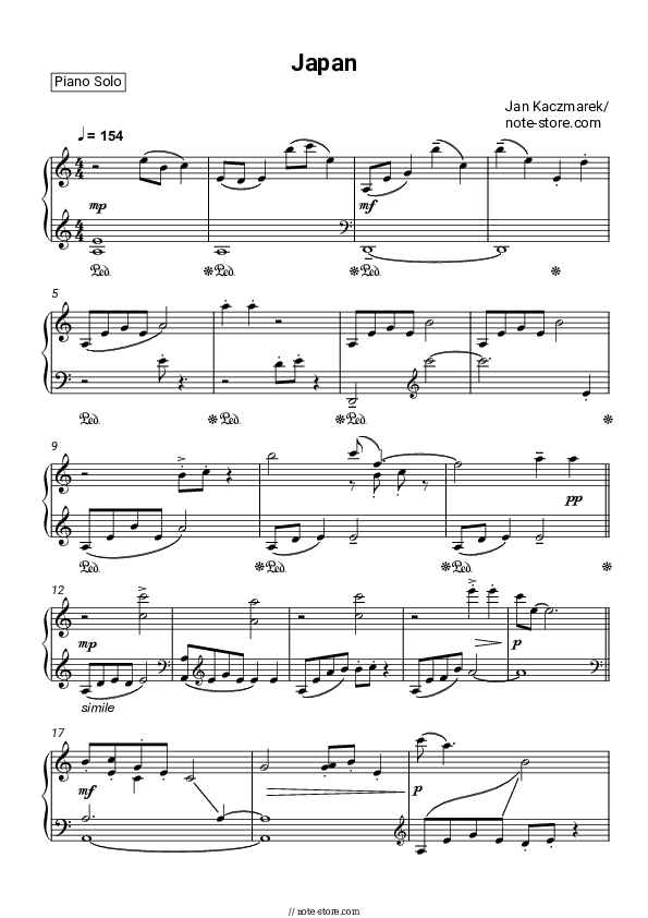 Japan - Jan Kaczmarek Piano Sheet Music - Piano.Solo