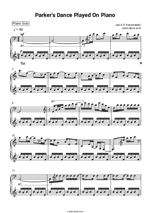 Parker's Dance Played on Piano - Jan Kaczmarek Piano Sheet Music - Piano.Solo