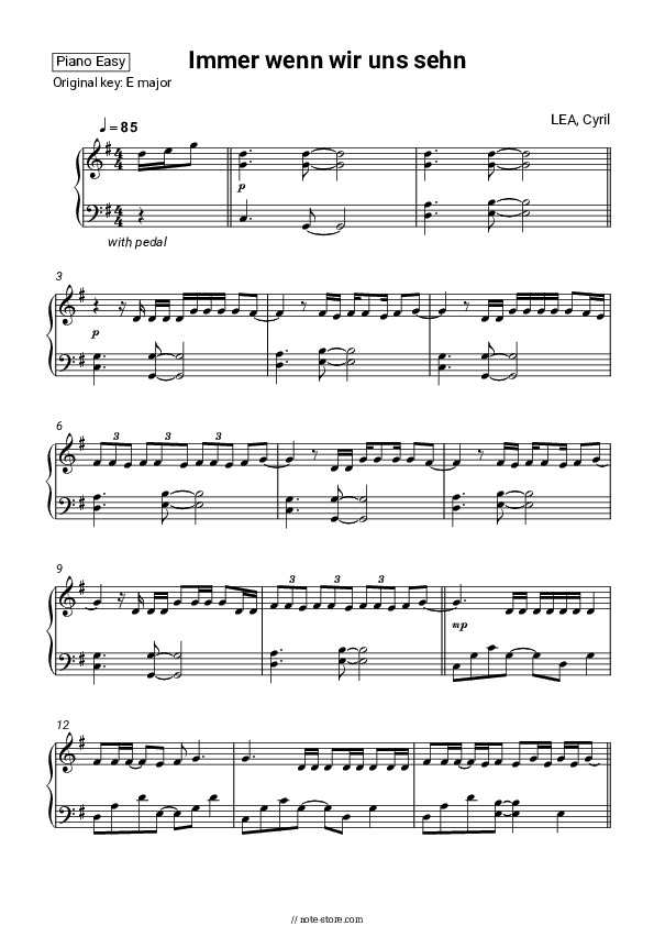 Immer wenn wir uns sehn - LEA, Cyril Piano Sheet Music Easy - Piano.Easy
