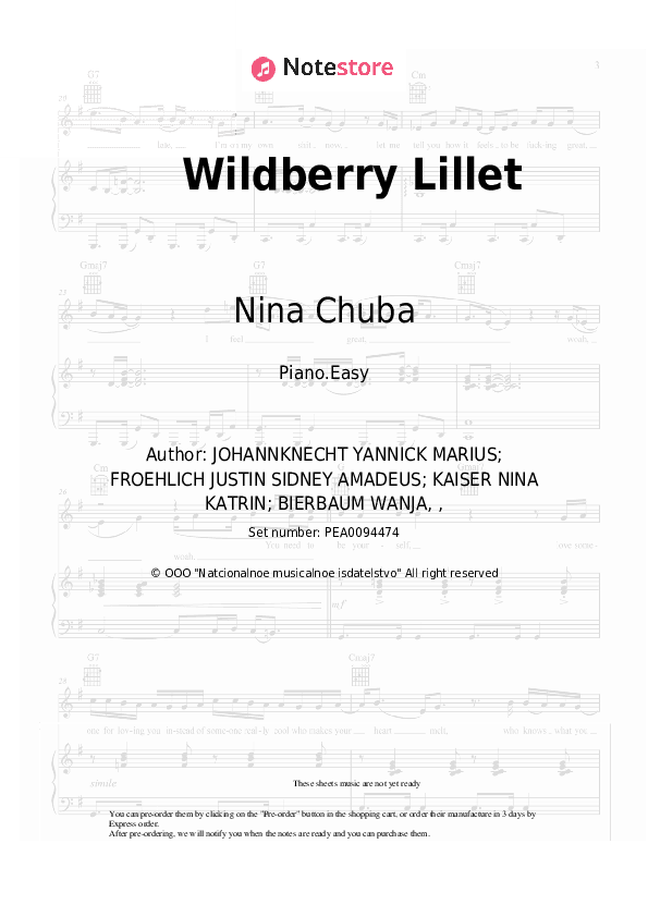 Wildberry Lillet - Nina Chuba Piano Sheet Music Easy - Piano.Easy