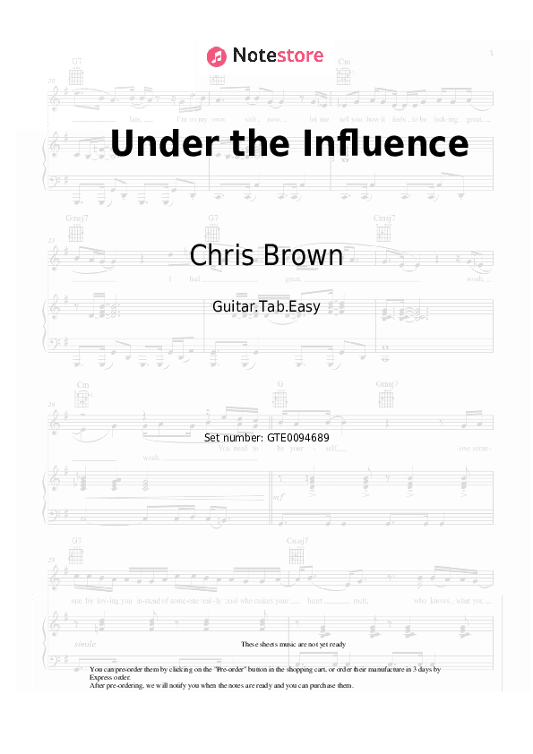 Under the Influence - Chris Brown Tabs Easy - Guitar.Tab.Easy