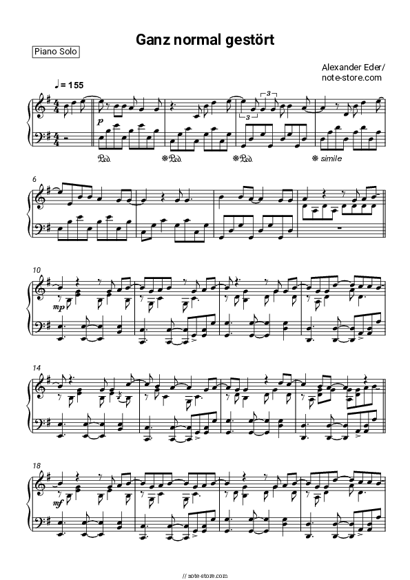 Ganz normal gestört - Alexander Eder Piano Sheet Music - Piano.Solo