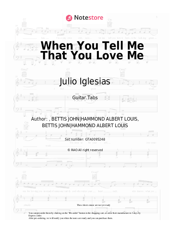 When You Tell Me That You Love Me - Julio Iglesias, Dolly Parton Tabs - Guitar.Tabs