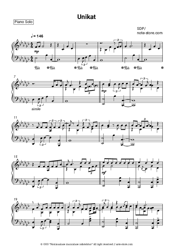Unikat - SDP Piano Sheet Music - Piano.Solo