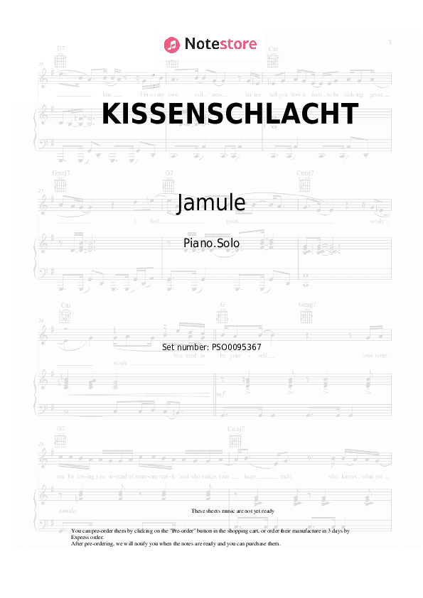 KISSENSCHLACHT - Jamule, Fourty Piano Sheet Music - Piano.Solo