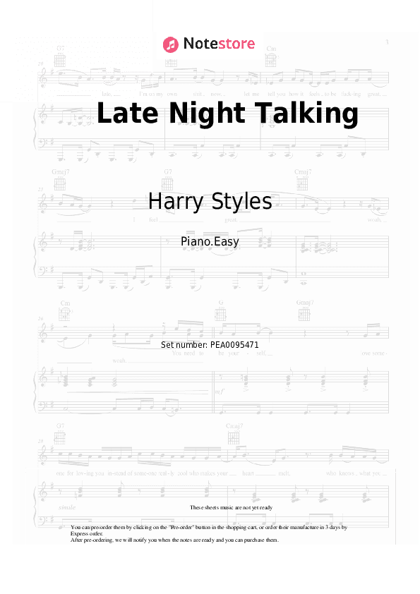 Late Night Talking - Harry Styles Piano Sheet Music Easy - Piano.Easy