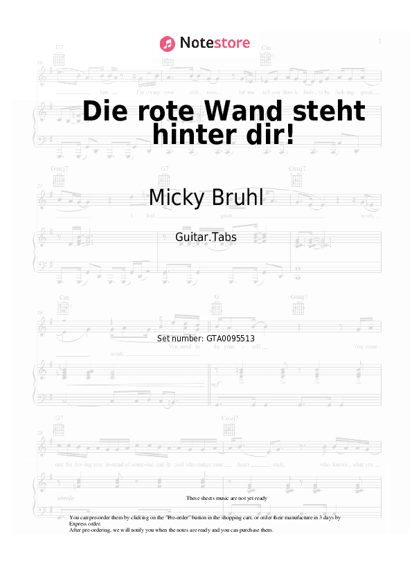 Die rote Wand steht hinter dir! - Micky Bruhl, Stefan Dahm Tabs - Guitar.Tabs