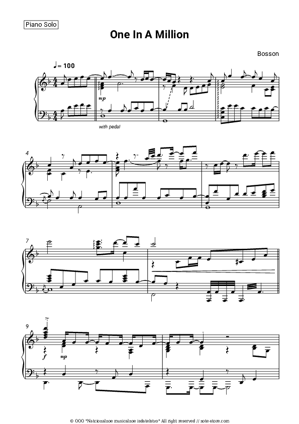 One In A Million - Bosson Piano Sheet Music - Piano.Solo