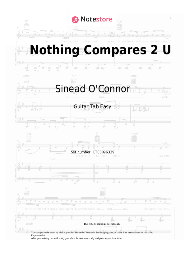 Nothing Compares 2 U - Sinead O'Connor Tabs Easy - Guitar.Tab.Easy
