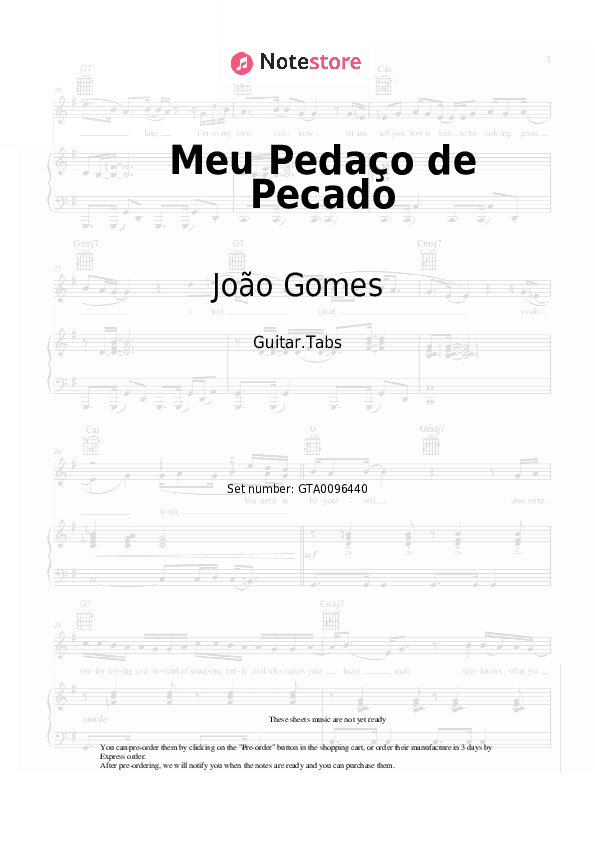 Meu Pedaço de Pecado - João Gomes Tabs - Guitar.Tabs