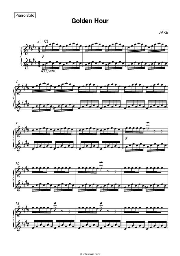 Golden Hour - JVKE Piano Sheet Music - Piano.Solo