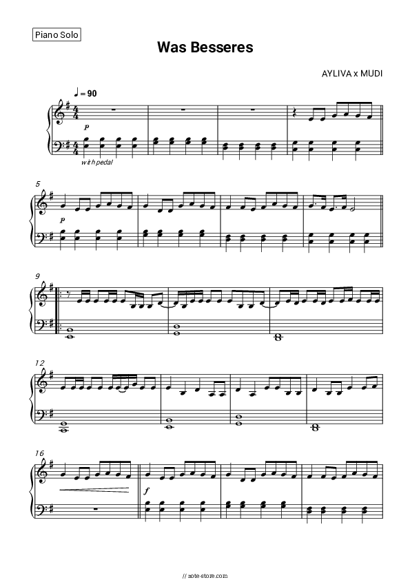 Was Besseres - AYLIVA, Mudi Piano Sheet Music - Piano.Solo