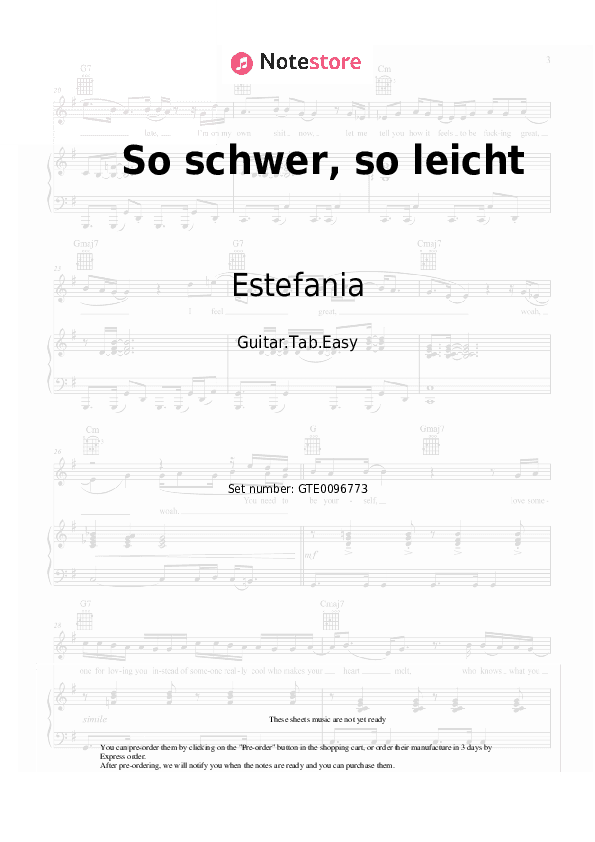 So schwer, so leicht - Estefania Tabs Easy - Guitar.Tab.Easy