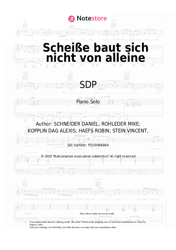Scheiße baut sich nicht von alleine - SDP, 257ers Piano Sheet Music - Piano.Solo