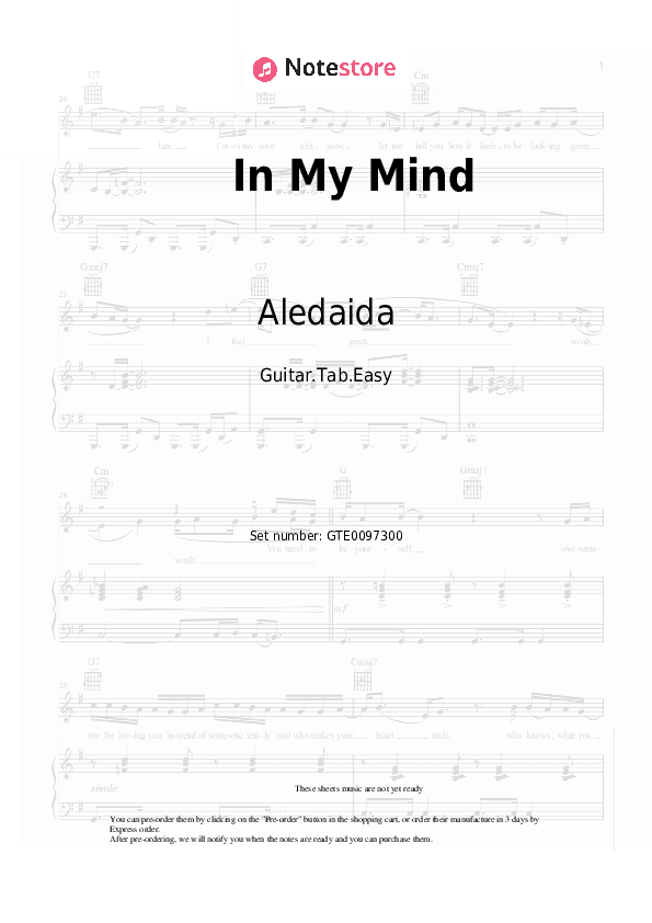 In My Mind - Aledaida Tabs Easy - Guitar.Tab.Easy