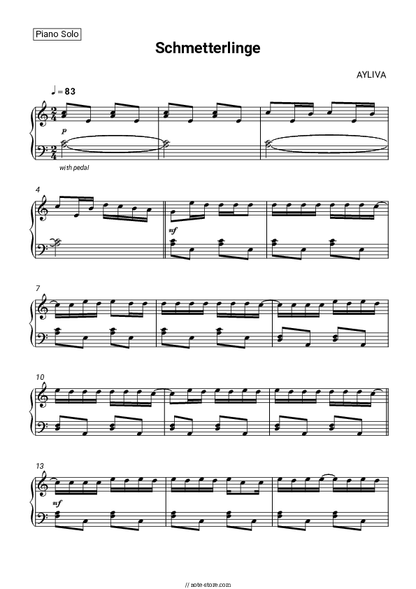Schmetterlinge - AYLIVA Piano Sheet Music - Piano.Solo