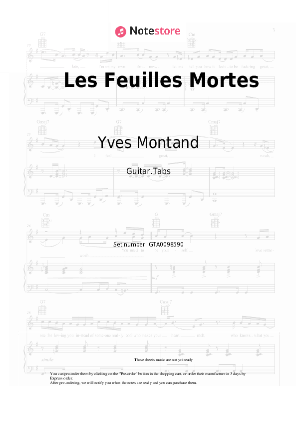 Les Feuilles Mortes - Yves Montand Tabs - Guitar.Tabs