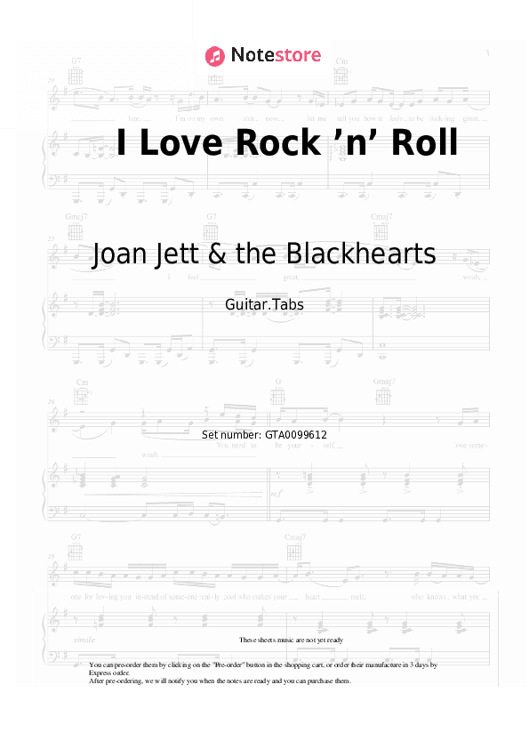 I Love Rock โnโ Roll - Joan Jett & the Blackhearts Tabs - Guitar.Tabs