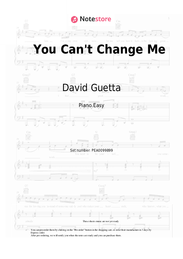 You Can't Change Me - David Guetta, MORTEN, Raye Piano Sheet Music Easy - Piano.Easy