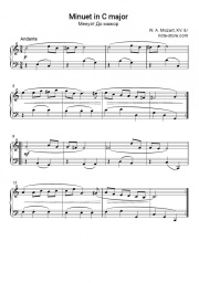 Sheet music, chords Wolfgang Amadeus Mozart - Minuet in C Major, K.6