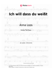 Sheet music, chords Anna Loos - Ich will dass du weißt