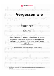Sheet music, chords Peter Fox - Vergessen wie
