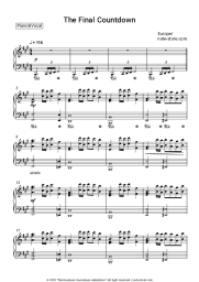 Sheet music, chords Europe - The Final Countdown