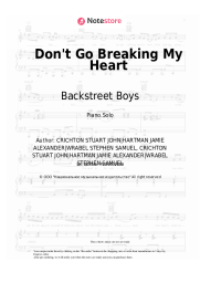 Sheet music, chords Backstreet Boys - Don't Go Breaking My Heart