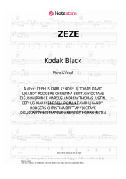 Sheet music, chords Kodak Black, Travis Scott, Offset - ZEZE