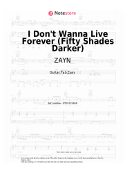 Sheet music, chords ZAYN, Taylor Swift - I Don't Wanna Live Forever (Fifty Shades Darker)