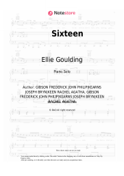Sheet music, chords Ellie Goulding - Sixteen