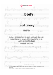 Sheet music, chords Loud Luxury, Brando - Body