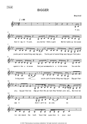 Sheet music, chords Beyonce - BIGGER