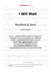 Sheet music, chords Mumford & Sons - I Will Wait