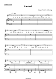 Sheet music, chords Kanye West, Ty Dolla Sign - Carnival