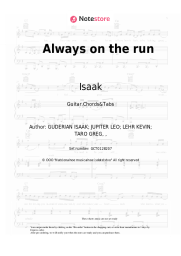 Sheet music, chords Isaak - Always on the run